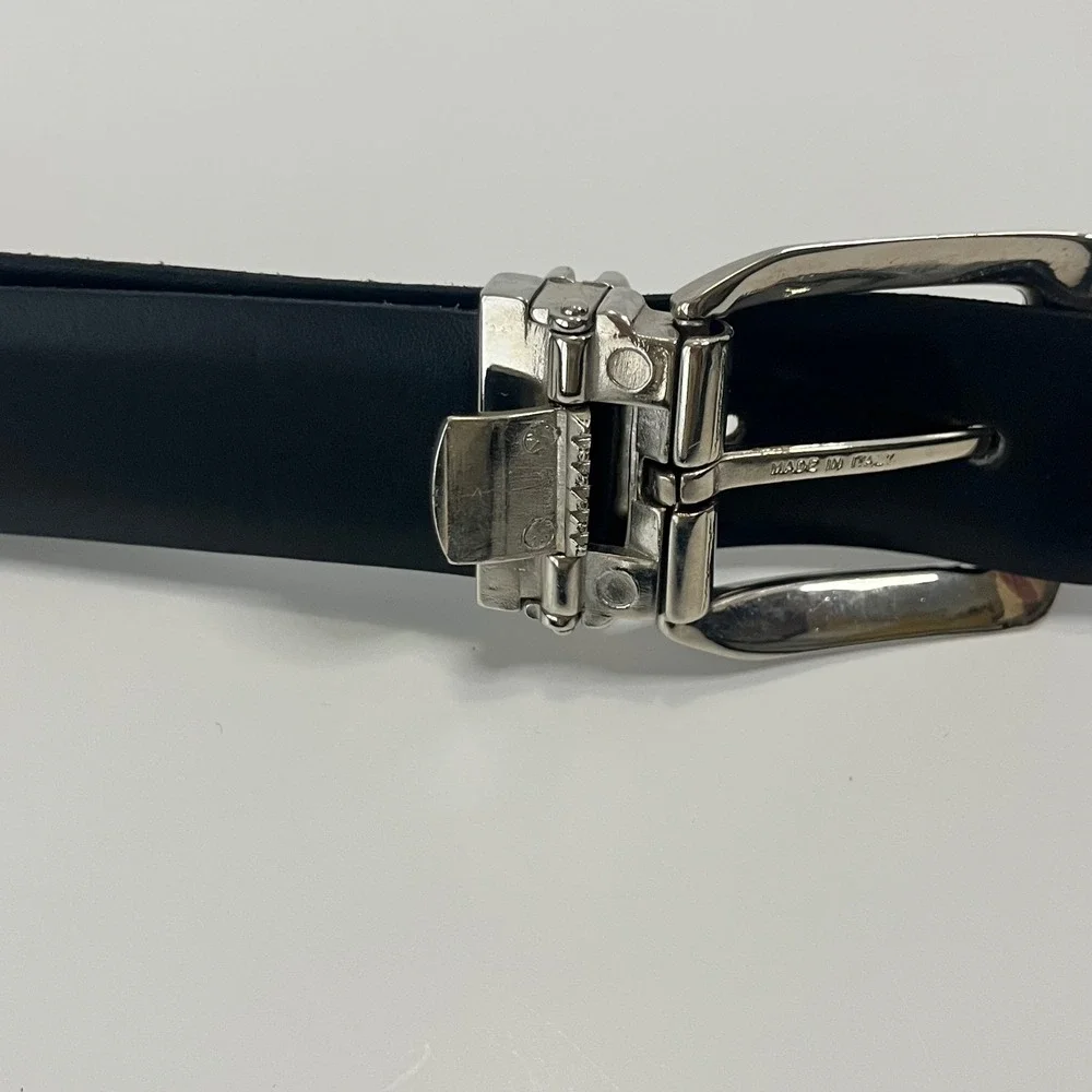 GB Made in Italy Mens Reversible Leather Belt Brown Black Silver Buckle Size 40